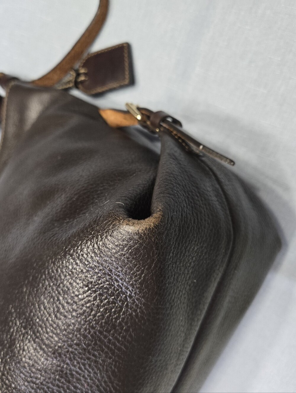 Dooney & Bourke Florentine Leather Hobo Shoulder Bag – Dark Brown Pebbled - Picture 6 of 17
